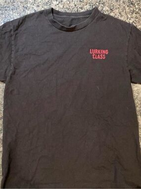 Lurking Class Men's Black Short-Sleeve Tee with Red Chest Logo
